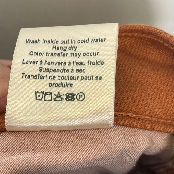 Veronica Beard Rust Raw Hem Carly Kick Flare High Rise Denim Jeans Size 24 - Picture 8 of 9